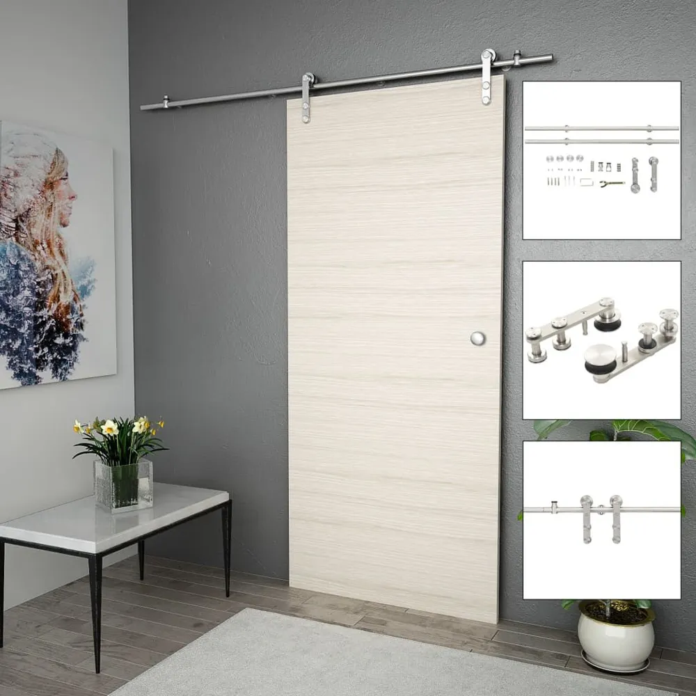 System do mocowania drzwi przesuwnych, 183 cm, stal, srebrny