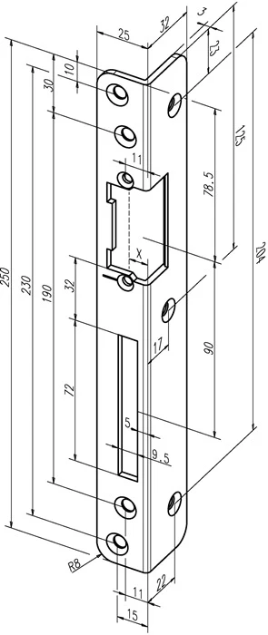 ASSA ABLOY kątowa płytka uderzeniowa 069 Grubość 3 mm ( 3324034073 )