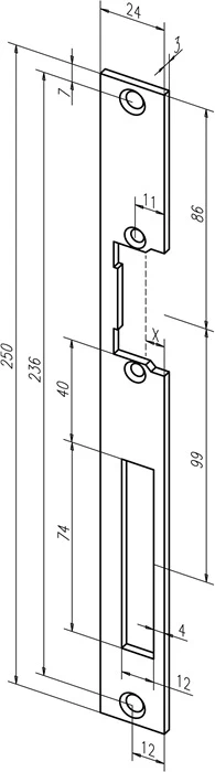 ASSA ABLOY Płaska płyta uderzeniowa 338 ocynkowana stalowa przechyłka ( 3324034043 )