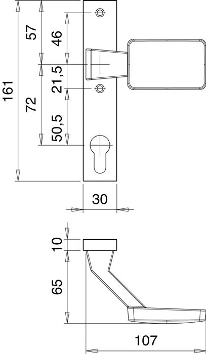 Uchwyt obudowy zamka EDI 1317/1020 ( 3000252739 ) Aluminium F1 z korbą