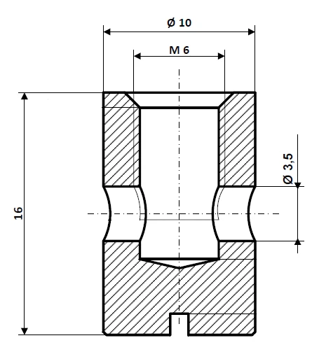 Nypel śrubowy o średnicy otworu 3,5 mm, mosiądz niklowany Fix Nippel