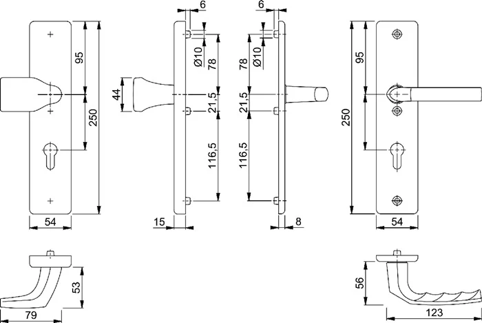 HOPPE Meble Birmingham 78G/2222A/2440/1117 Aluminium F2 ( 3000220056 )