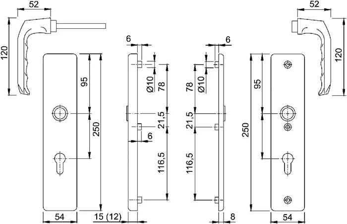 HOPPE Security furniture London 113/2221A/2440 Aluminium F1 ( 3000250111 )