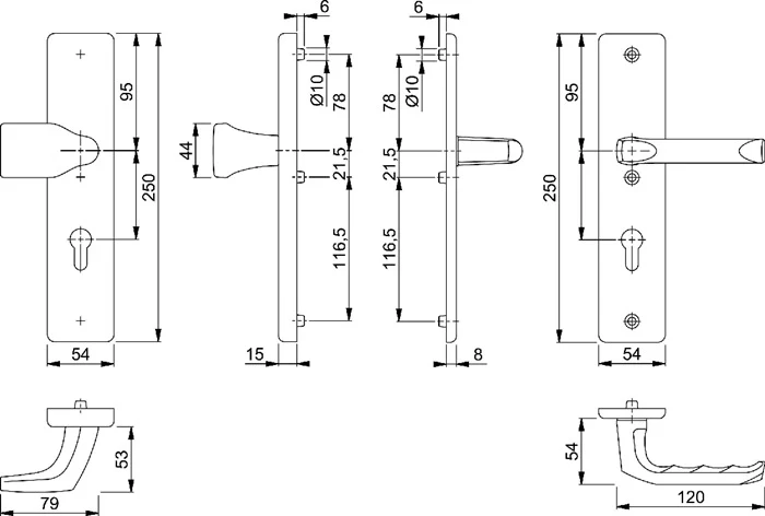 HOPPE Security furniture London 78G/2222A/2440/113 Aluminium F1 ( 3000220064 )
