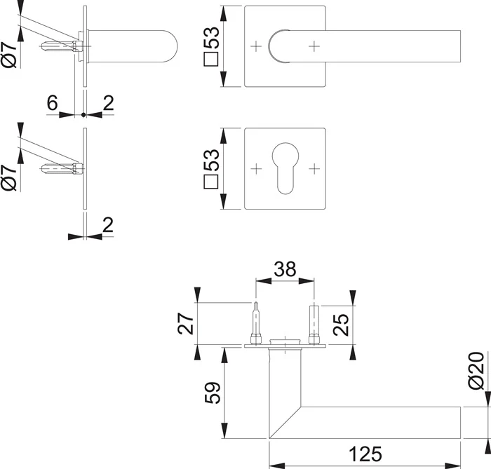 HOPPE Zestaw rozet Amsterdam E1400Z/848N/848NS Stal nierdzewna F9714M ( 3000209765 )