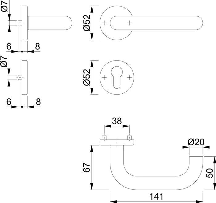 HOPPE Zestaw rozet Paris E138Z/42KV/42KVS Stal nierdzewna F69 ( 3000203009 )