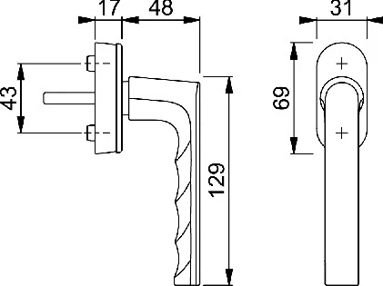 Klamka okienna HOPPE Hamburg 0700/UD9020 Aluminium F9 / kolor stalowy ( 3000203981 )