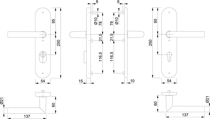 Meble HOPPE Amsterdam 1400/3332ZA/3310 Aluminium F1 ( 3000209121 )
