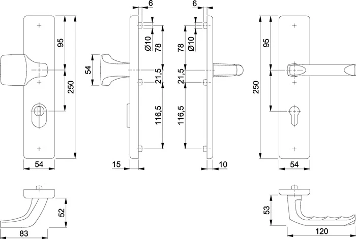 HOPPE Security furniture London 61G/2222ZA/2210/113 Aluminium F4 ( 3000209050 )