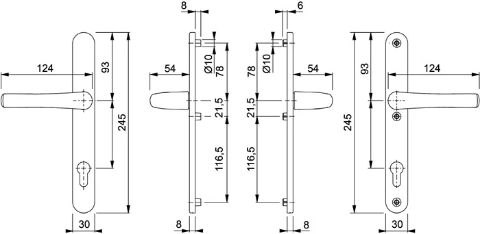 Zestaw drzwi profilowych HOPPE Tôkyô 1710RH/3346 Aluminium F1 ( 3000252775 )