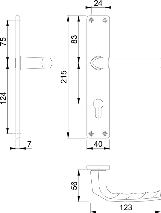 Zestaw długich płyt HOPPE Birmingham 1117/202SP aluminium F2 ( 3000252989 )
