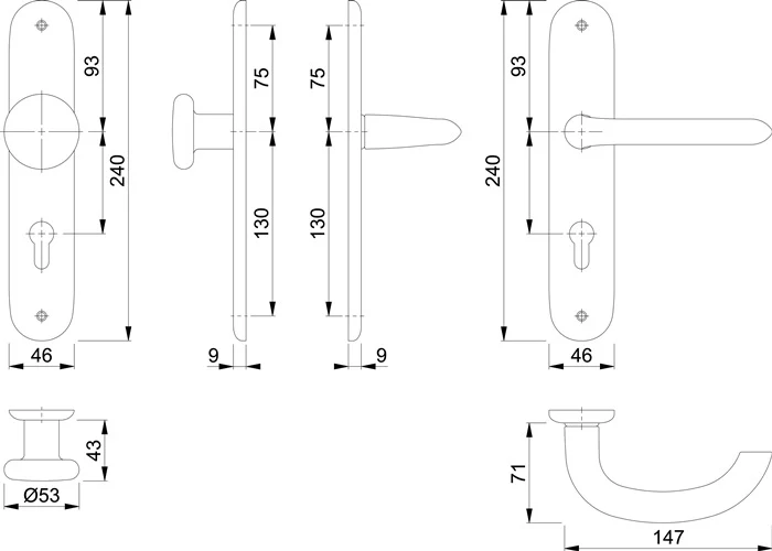 Zestaw długich płyt HOPPE Marseille 53/273P/1138 Aluminium F1 ( 3000252629 )