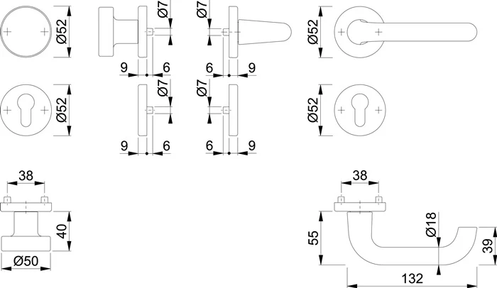 Zestaw róż HOPPE Paris 58/42KV/42KVS/138L Aluminium F1 ( 3000203811 )