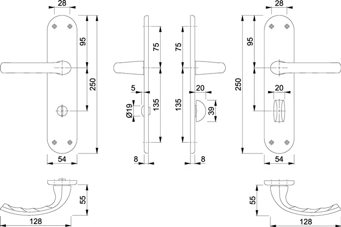 Zestaw renowacyjny Hoppe Tôkyô 1710/3334 ( 8000348501 ) Aluminium F1 odległość 78 mm