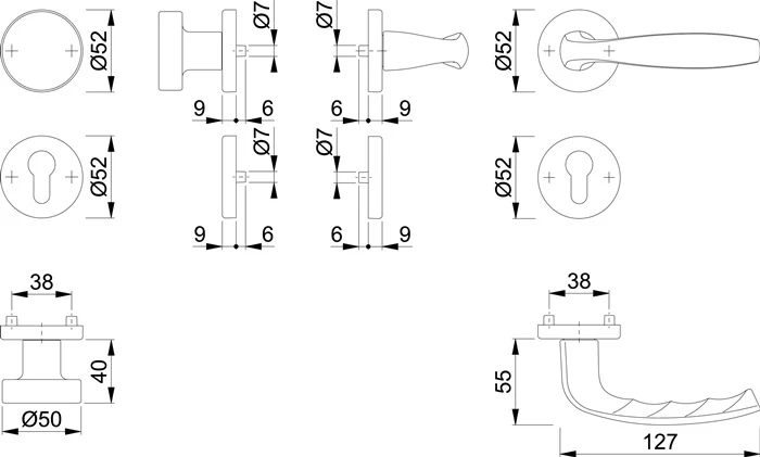 Zestaw rozet HOPPE New York 58/42KV/42KVS/1810 Aluminium F1 ( 3000203561 )