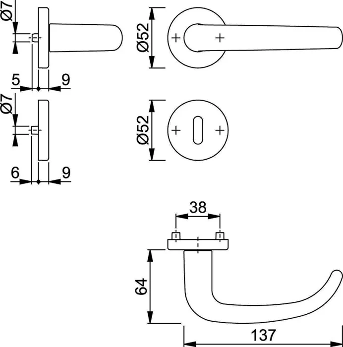 Zestaw rozet HOPPE San Francisco 1301/42KV/42KVS Aluminium F1 ( 3000202000 )
