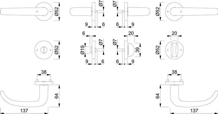 Zestaw rozet HOPPE San Francisco 1301/42KV/42KVS Aluminium F1 ( 3000202002 )