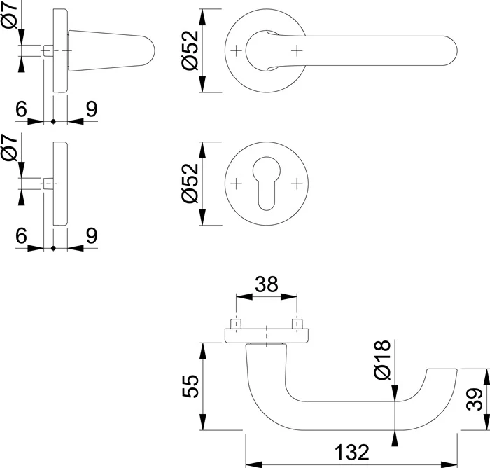 Zestaw rozetek HOPPE Paris 138L/42KV/42KVS Aluminium F1 ( 3000203809 )
