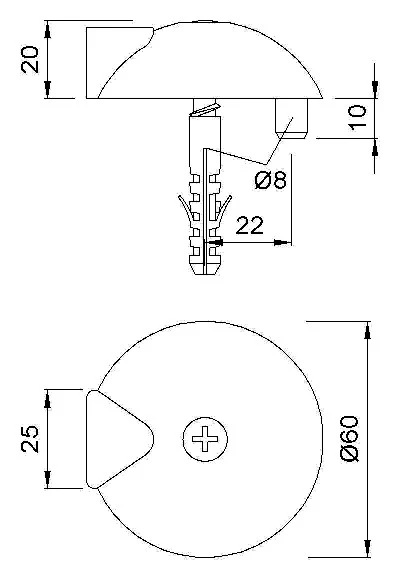 Odbojnik drzwiowy KWS 2003.82 Ø 60 mm wysokość 20 mm ( 3000258205 )