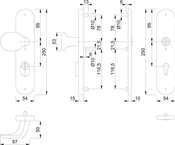 Meble HOPPE Security 86G/3332ZA/3310 Aluminium F1 ( 3000209785 )