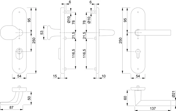 Meble HOPPE Security Amsterdam 86G/3332ZA/3310/1400 Aluminium F1 ( 3000209122 )