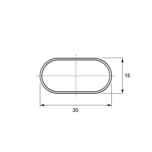 Drążek meblowy owalny do szafy 15x30mm o długości 3000mm - Chrom NTP