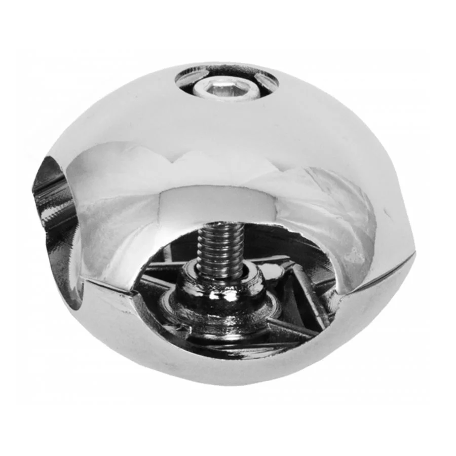 Element łączący rury 25mm równoległy w formie kuli - Chrom NTP