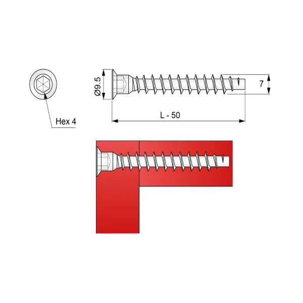 Konfirmaty 7.0x50mm - 1 sztuka NTP
