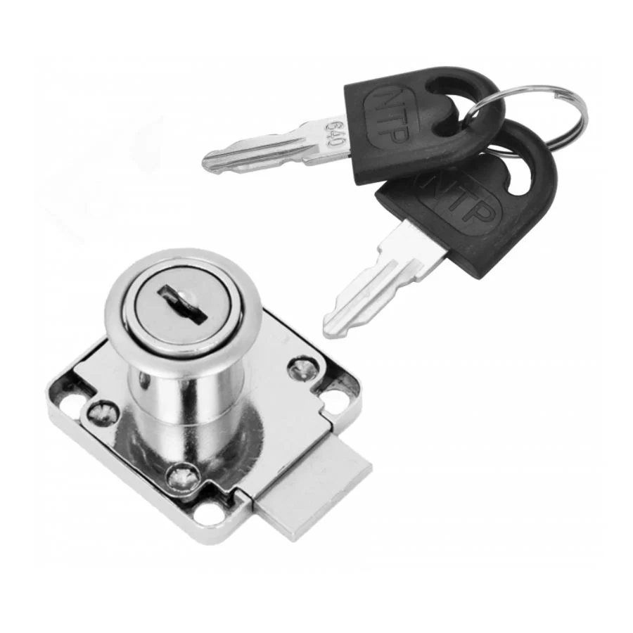Kwadratowy zamek meblowy 19x22mm z jednakowym kluczem - Chrom NTP