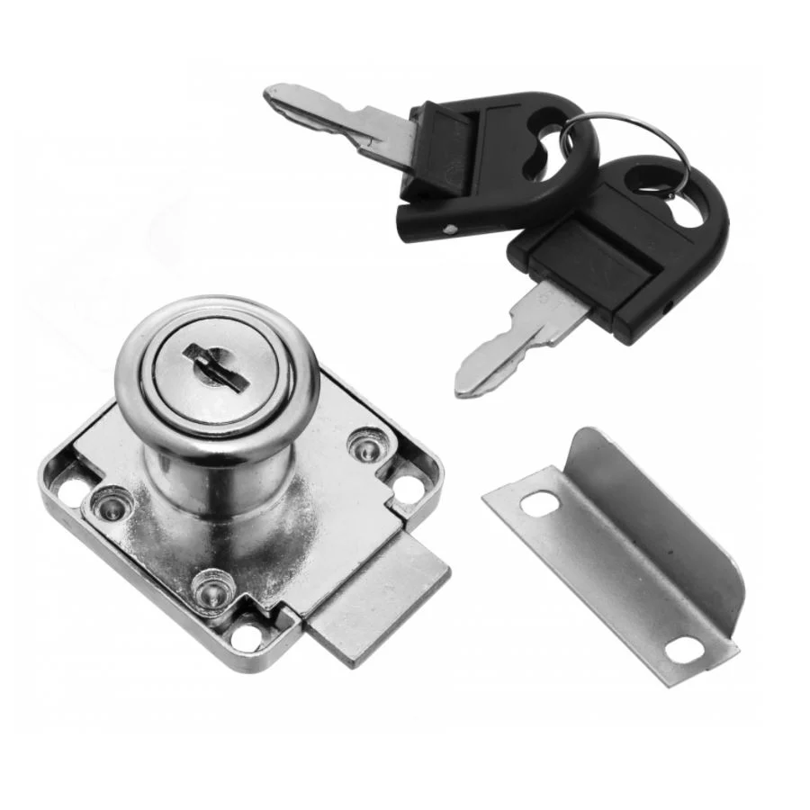 Kwadratowy zamek meblowy 19x22mm z kluczem składanym - Chrom NTP