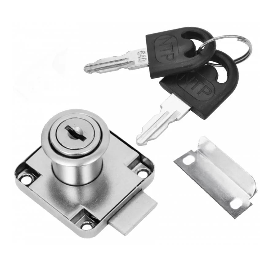 Kwadratowy zamek meblowy 19x22mm - Nikiel NTP