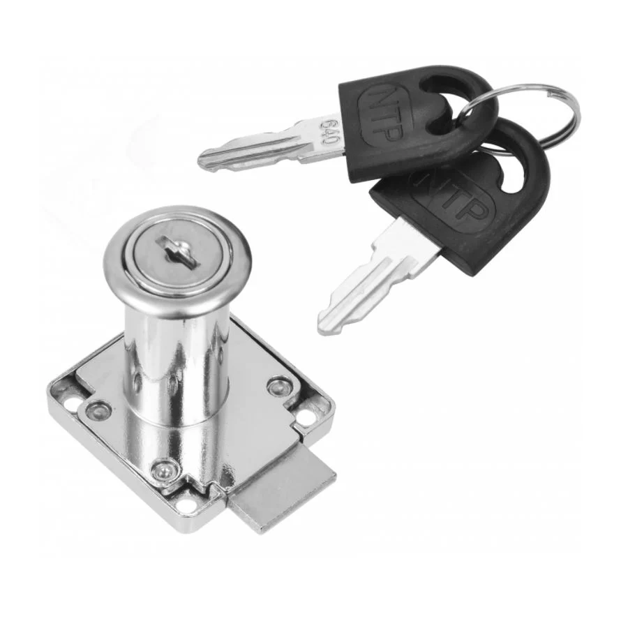 Kwadratowy zamek meblowy 19x38mm - Chrom NTP
