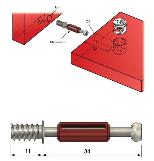Trzpień mimośrodu 24mm z gwintem EURO - 1000 sztuk NTP