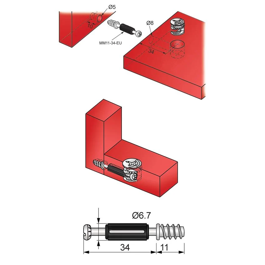 Trzpień mimośrodu 34mm z gwintem EURO - 1000 sztuk NTP