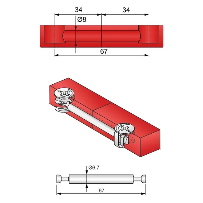 Trzpień mimośrodu dwustronny L=34+34mm - 1000 sztuk NTP