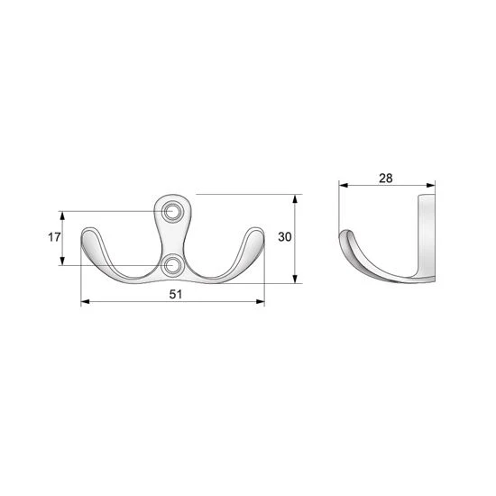 Wieszak meblowy podwójny - Aluminium WP01 NTP