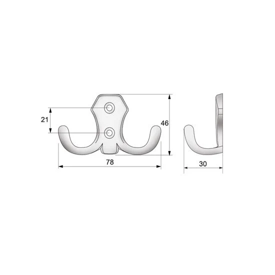Wieszak meblowy podwójny - Aluminium WP02 NTP