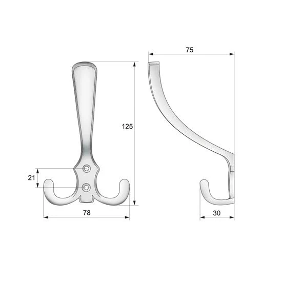 Wieszak meblowy podwójny - Aluminium WP03 NTP