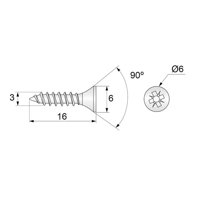 Wkręty do drewna PZ1 3.0x16mm - 1000 sztuk NTP