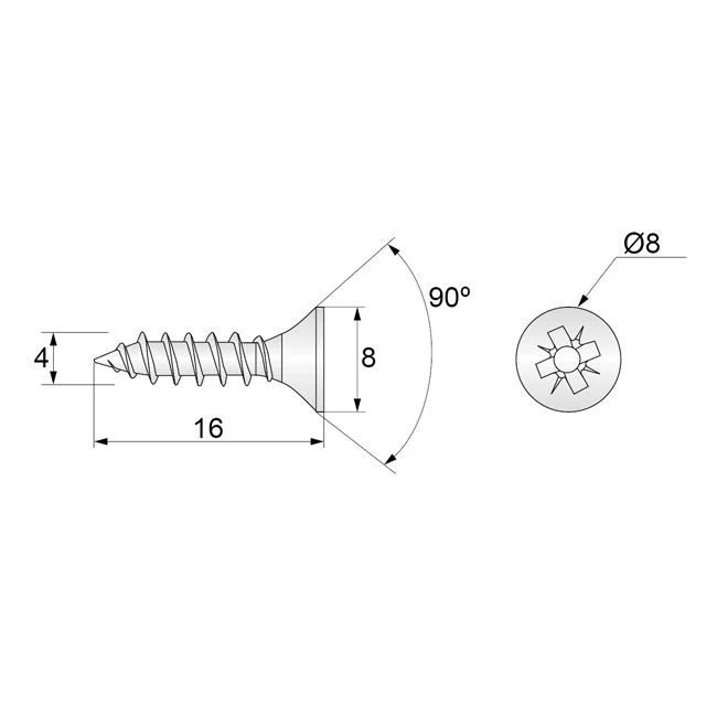 Wkręty do drewna PZ2 4.0x16mm - 1000 sztuk NTP