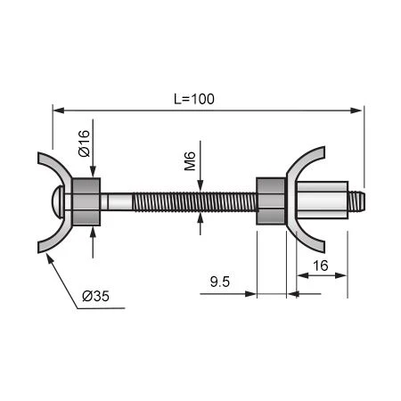 Złącze blatu kuchennego M6x100mm NTP