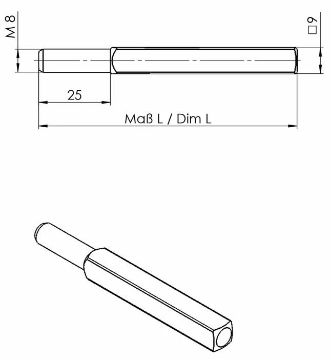 Ogro FS sworzeń wymienny OGRO 115 FS ( 3000267165 ) kwadrat 9 x 90 mm sworzeń pełny