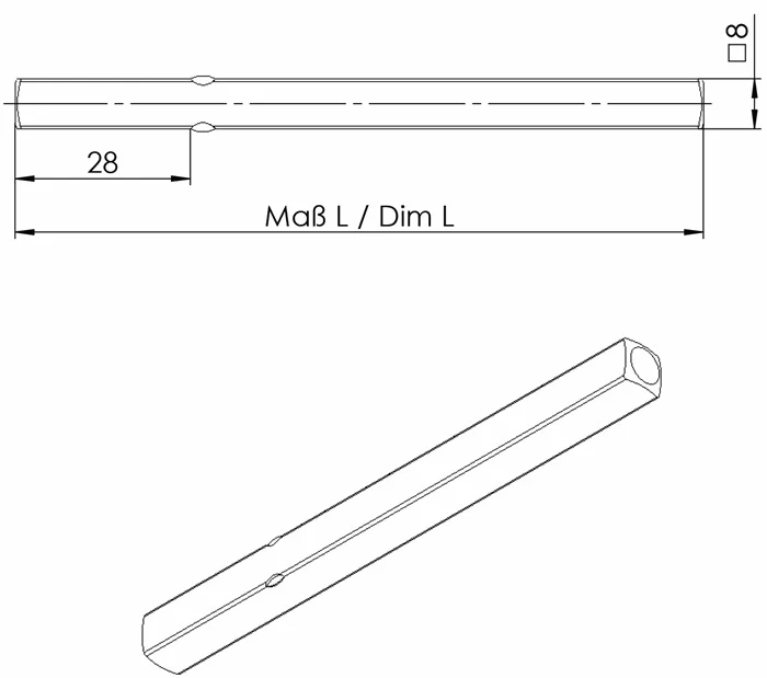 Sworzeń klamki OGRO 114 PB ( 3000267156 ) kwadrat 8 x 97 mm