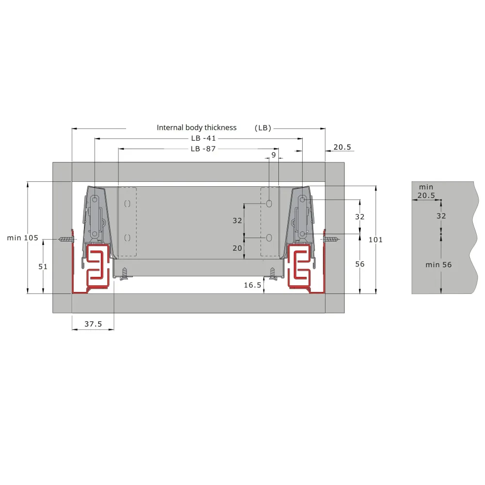 System szuflady do kuchni z cichym domykiem o wysokości 68mm - Srebrny Star