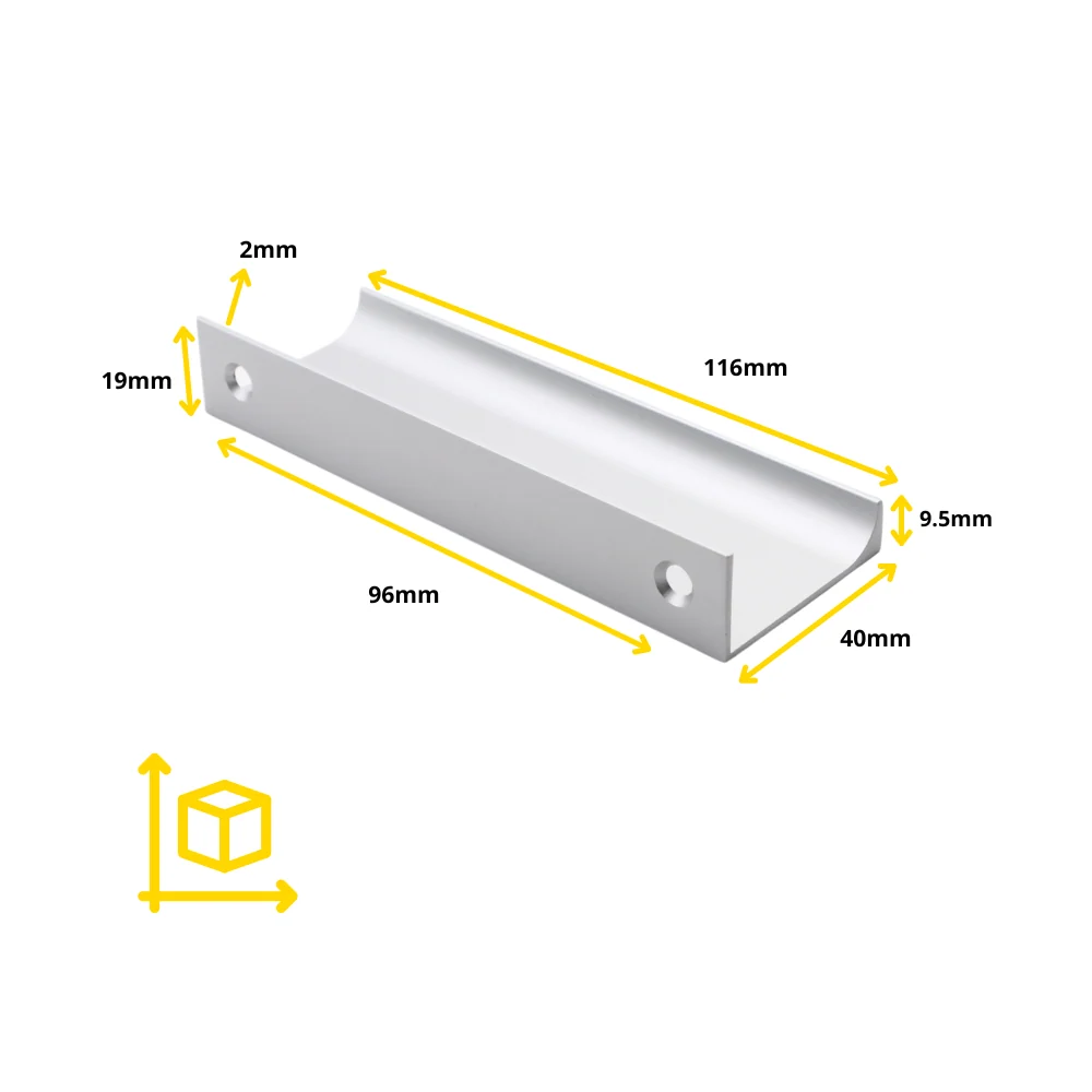 Uchwyty meblowe nakładane - Rozstawy 32/96/128mm - Aluminium
