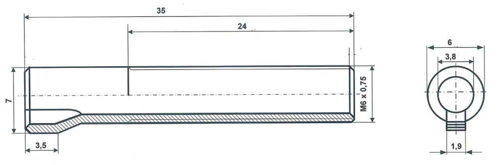 Regulacja wiertarki śrubowej. Zestaw 3,8 mm M 6 x 35, mosiądz niklowany Fix Nippel