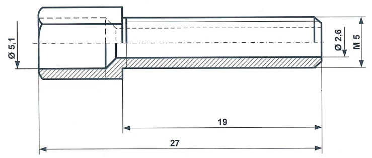 Śruba regulacyjna M 6 x 40, mosiądz niklowany Fix Nippel