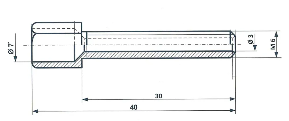 Śruby regulacyjne, mocowane za pomocą 2 nakrętek M 6 x 40, mosiądz niklowany Fix Nippel