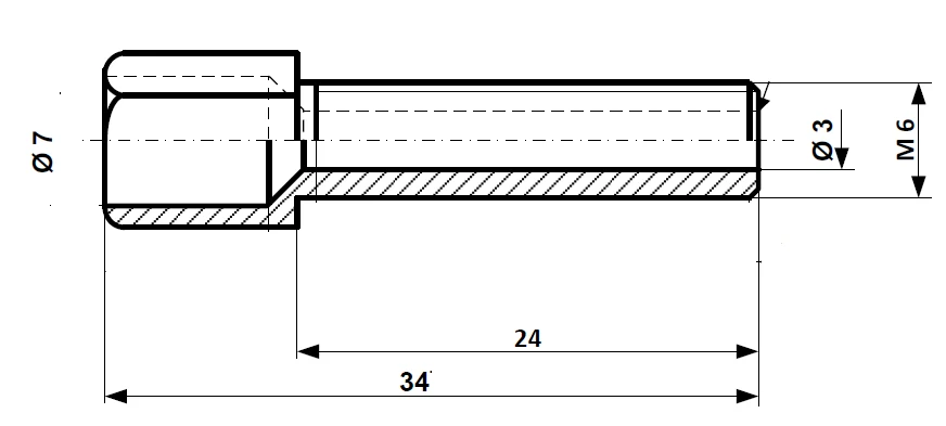 Śruby regulacyjne, mocowane za pomocą nakrętki M 6 x 34, mosiądz niklowany Fix Nippel