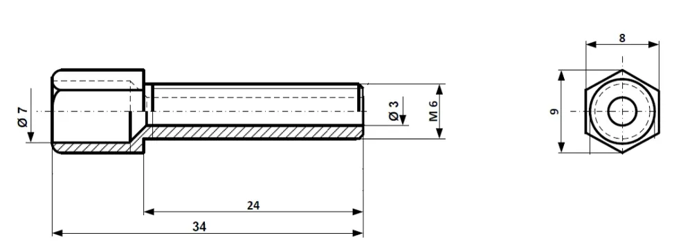 Śruby regulacyjne, mocowane za pomocą nakrętki M 7 x 40, mosiądz niklowany Fix Nippel